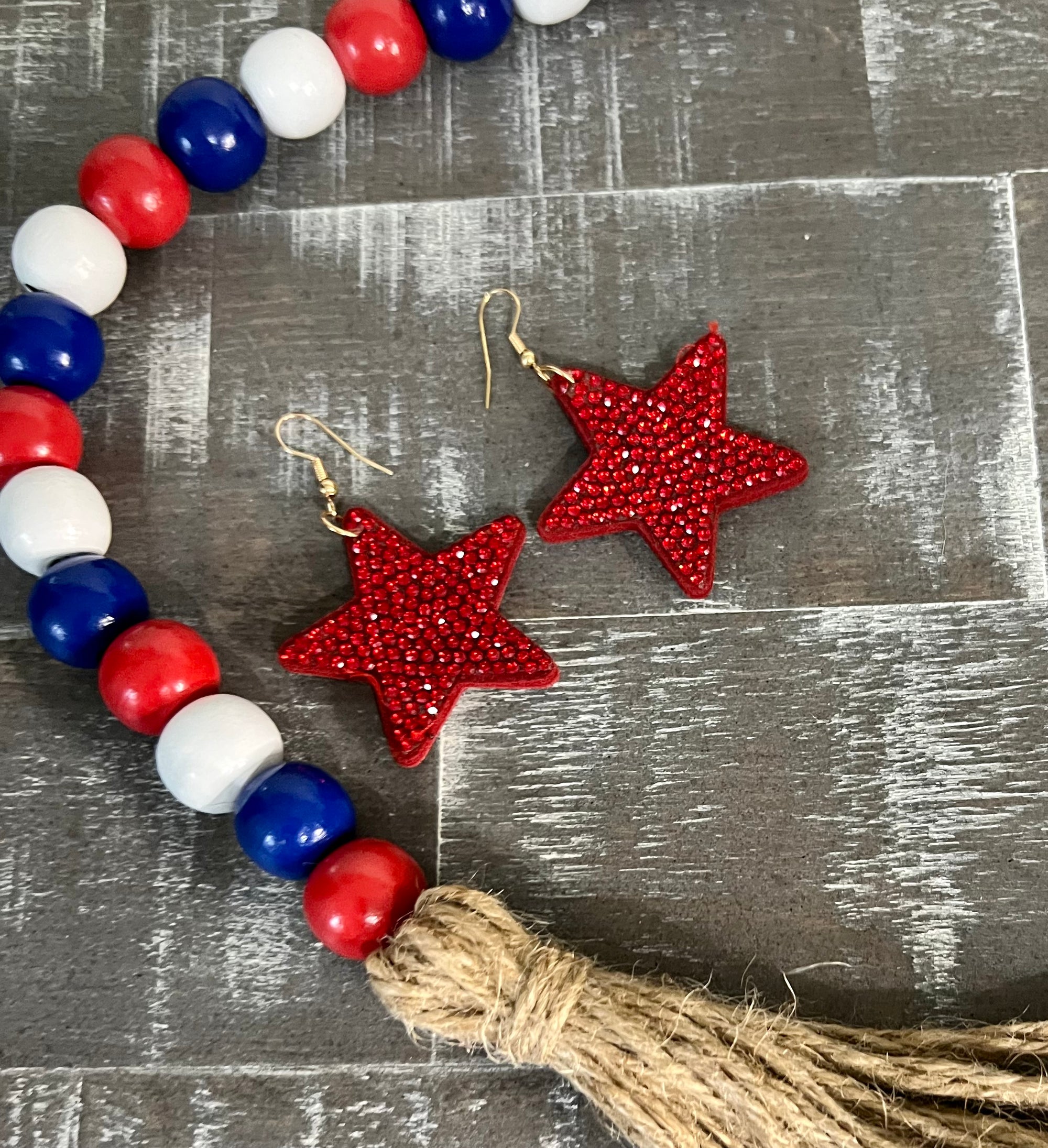 Star Bling Red Earrings