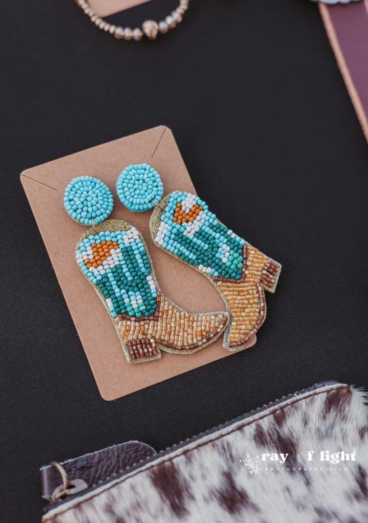 Beaded Cowgirl Boot Earrings