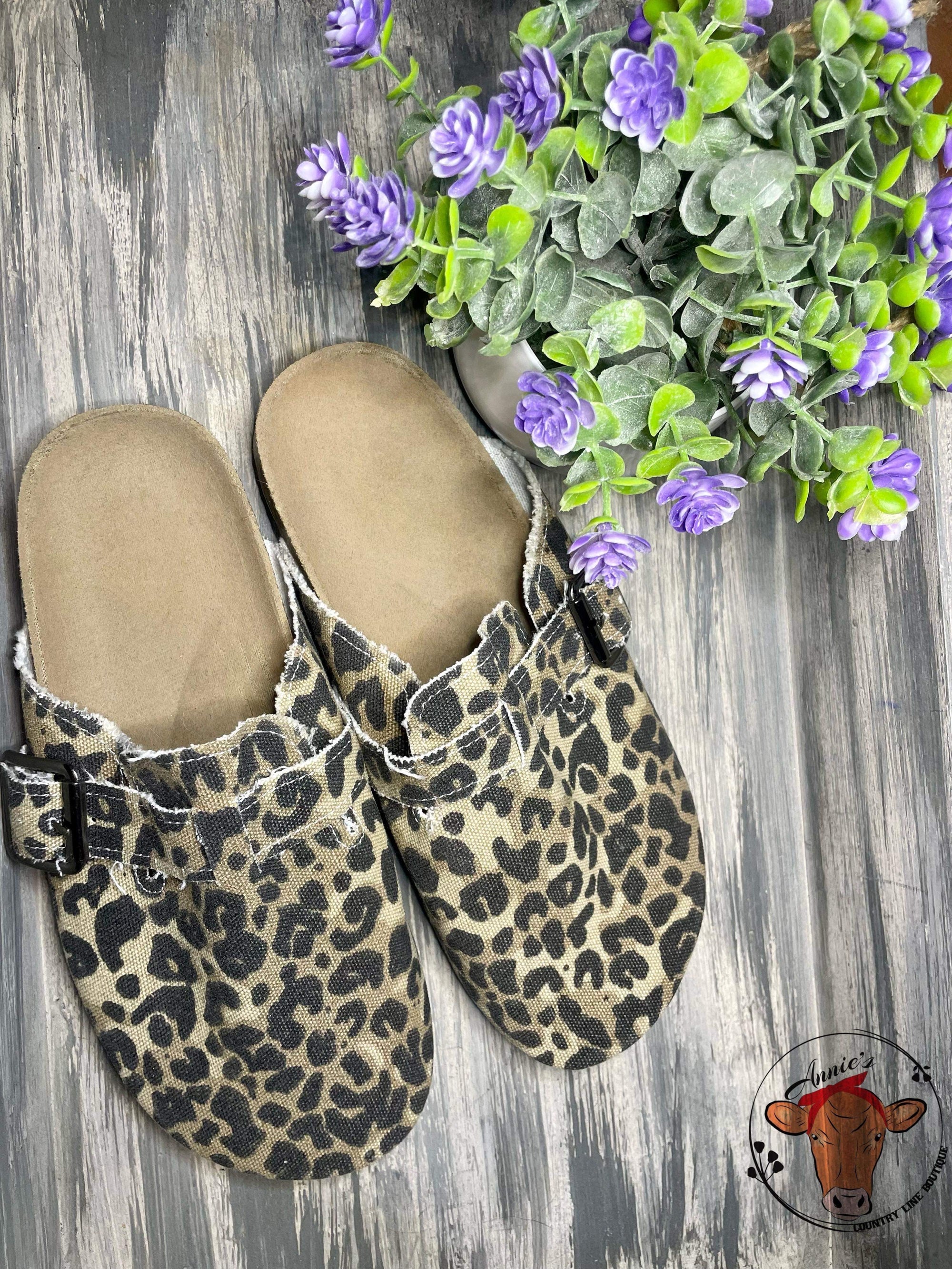 Leopard Print Slide Sandals